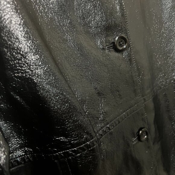 100% Leather // 90's Patent Leather Black Statement Jacket // Laura Ashely - Picture 5 of 8